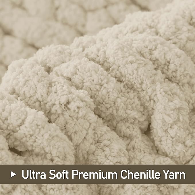 Chunky Knit Throw Blanket 60"X 80", 100% Handmade - Image 3