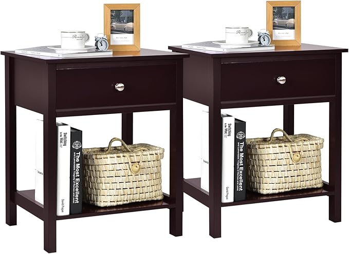 Giantex Nightstand Set of 2, Wood End Table by Giantex