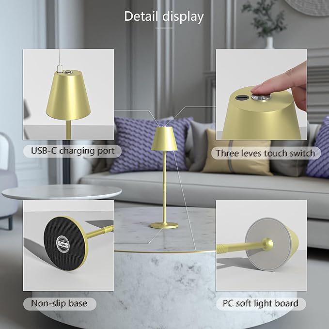 Modern LED CordlessTable Lamp, 4000mAh Rechargeable Battery Desk lamp, 3 Level - Image 6