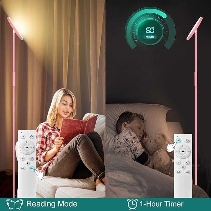 Pink Floor Lamp, 40W Super Bright Floor Lamps - Image 4