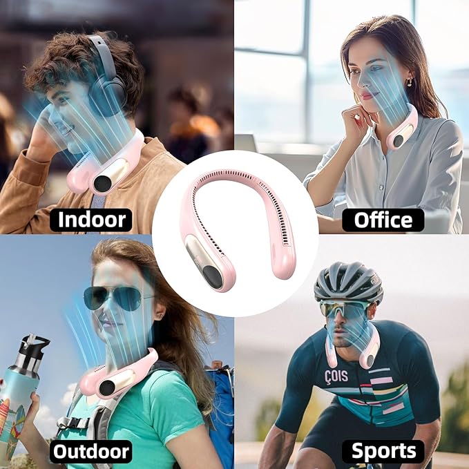 Portable Neck Fan, Personal Wearable Bladeless Fan, LED Display, 6000mAh USB - Image 5