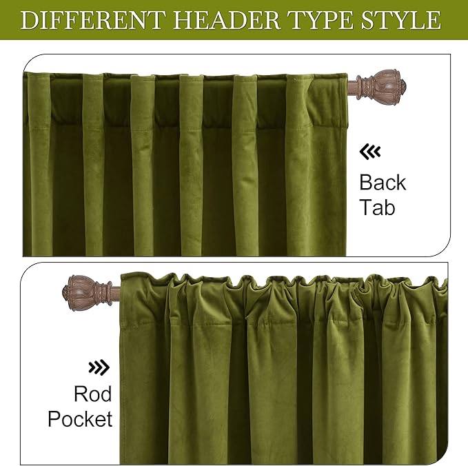 RYB Home Green Velvet Curtains for Bedroom - Image 4