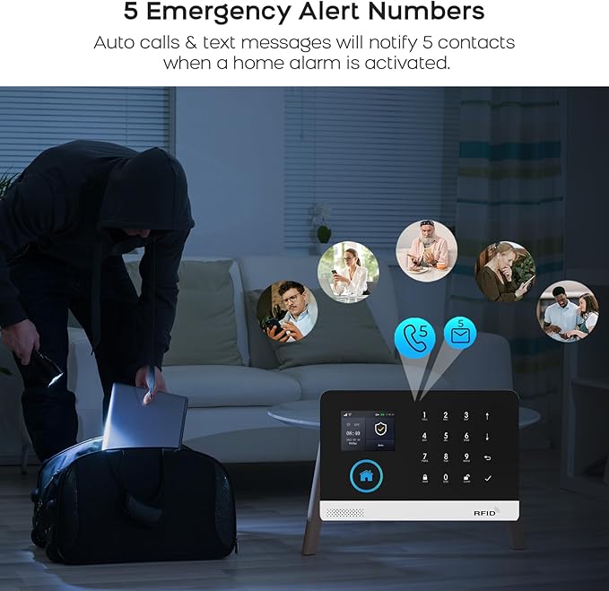 Wireless Home Security Aystem, Motion Sensors Detectors, SOS Button, APP Insta - Image 7