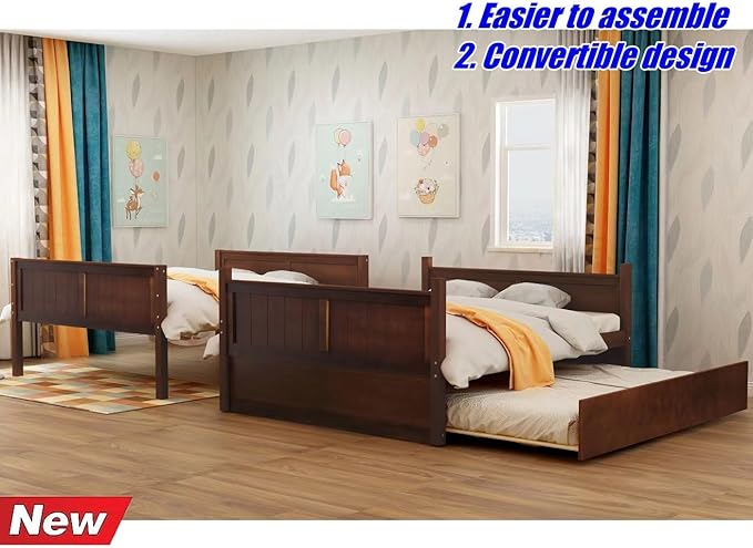 TSAMPA Latest Upgraded & Stronger Heavy Duty Solid Wood Full Over Full Bunk Bed - Image 3