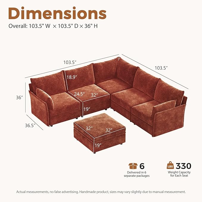 ABCASA 103.5" Oversized Modular Sectional Sofa, L Shaped Convertible Couch - Image 2