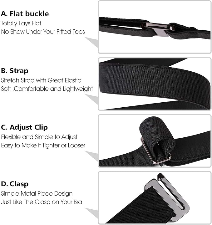 JASGOOD Women No Show Stretch Belt Elastic Web Strap Belt - Image 7
