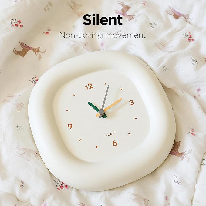 mooas Cute Mini Analog Marshmallow Clock 6.9 Inch Aesthetic Small Silent - Image 2