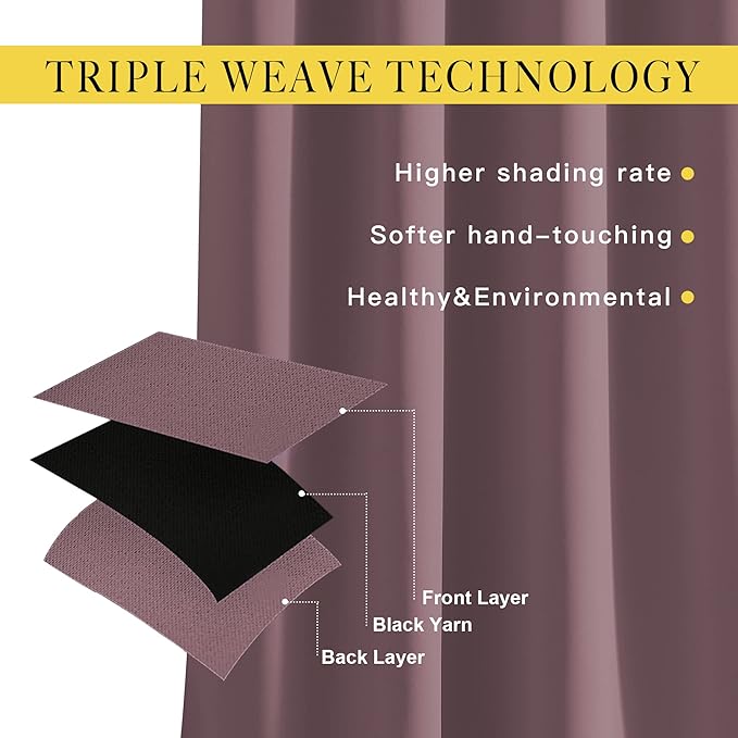 NICETOWN Blackout Dry Rose Curtains & Drapes 90 inches Long - Image 5