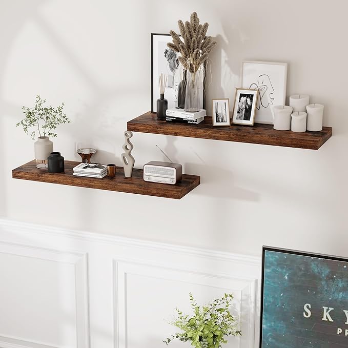 Floating Shelves for Wall, 36 x 9.3 Large Floating Shelf Wall Mounted Set of 2 - Image 2