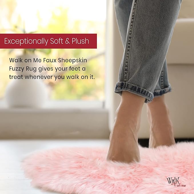 Silky Soft Faux Fur Rug, 2 ft. x 3 ft. Pink Fluffy and Shaggy Sheepskin Area - Image 3