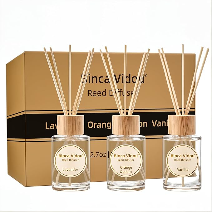 Reed Diffuser Set, Binca Vidou Lavender Vanilla Orange & Lemon Natural Scent - Image 9