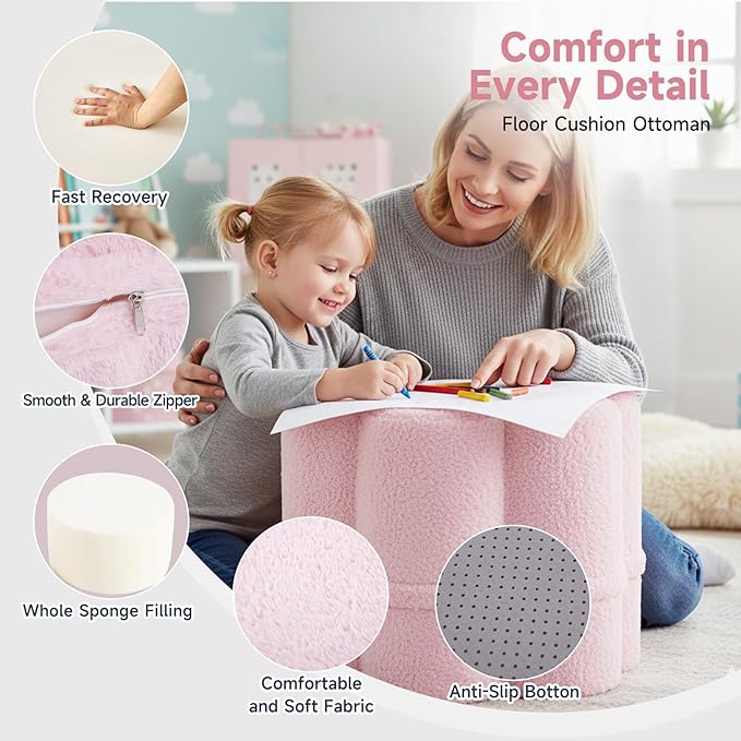 Tiita Floral Pouf Ottoman, Foot Stools Ottoman - Image 5