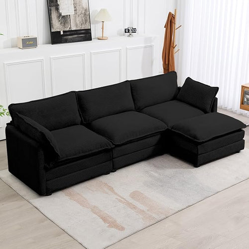 112'' Sectional Modular Cloud Couch, Oversized L Shaped 3 Seat Sofa by ROWHY