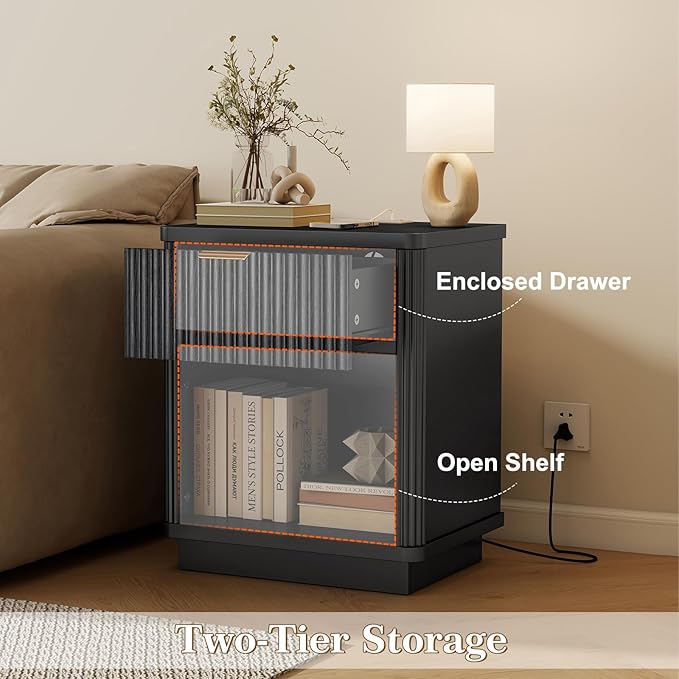 LYNCOHOME Fluted Nightstand Set of 2 - Image 5