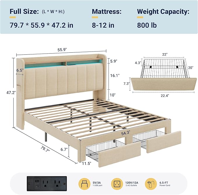 Allewie Vertical Tufted Full Size Upholstered Platform Bed Frame - Image 2