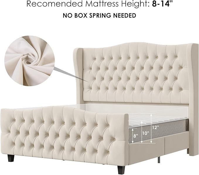 Keyluv Queen Size 54.3” Tall Platform Bed Frame - Image 6