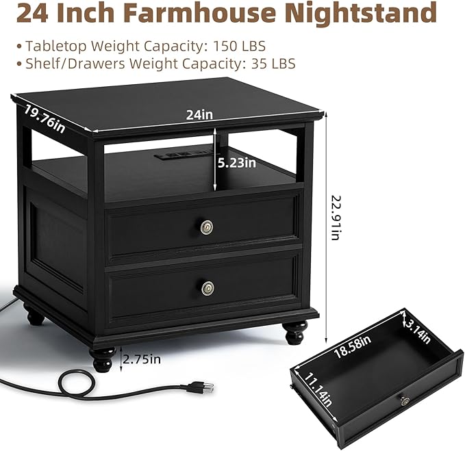 Farmhouse Nightstand Set of 2 - Image 3
