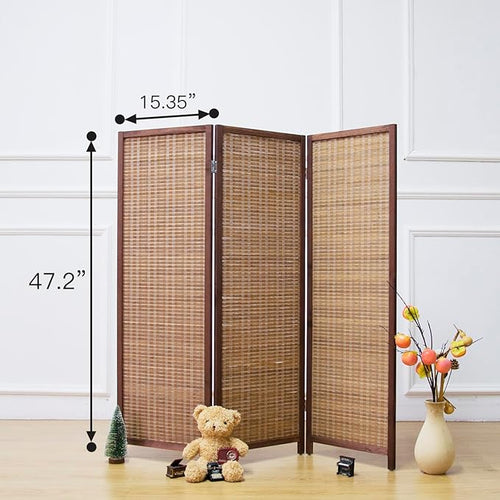 3 Panel Short Room Divider Screen, Small Bamboo Panel Divider - Image 2