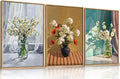 LHIUEM Large Vintage Botanical Floral Framed Canvas Wall Art Set, Boho White by LHIUEM