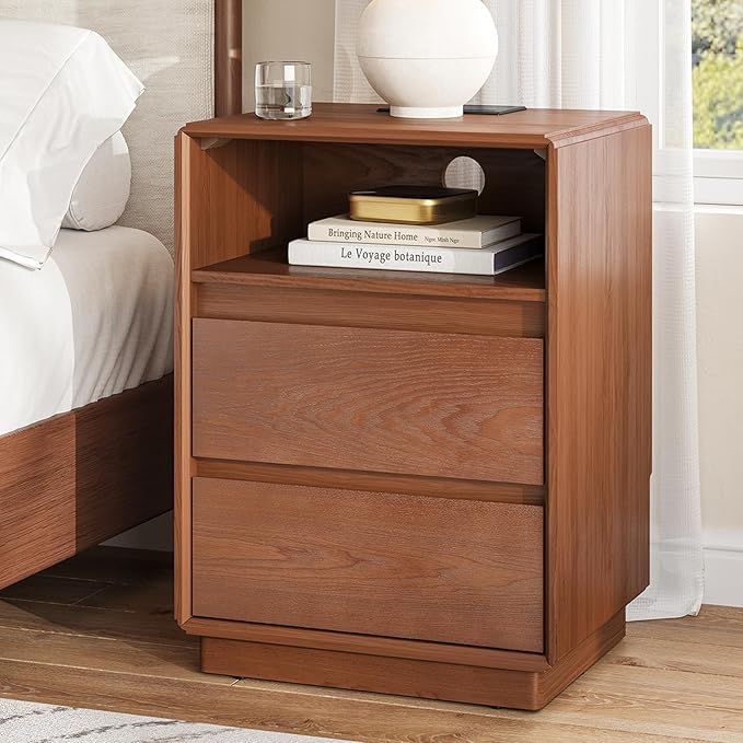 Solid Wood Nightstand, Natural Wood Night Stand by SUCSSRICH