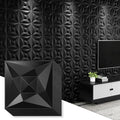 Greymond Black PVC 3D Wall Panels, 33 Pack 11.8''x11.8''Geometric Design by Greymond