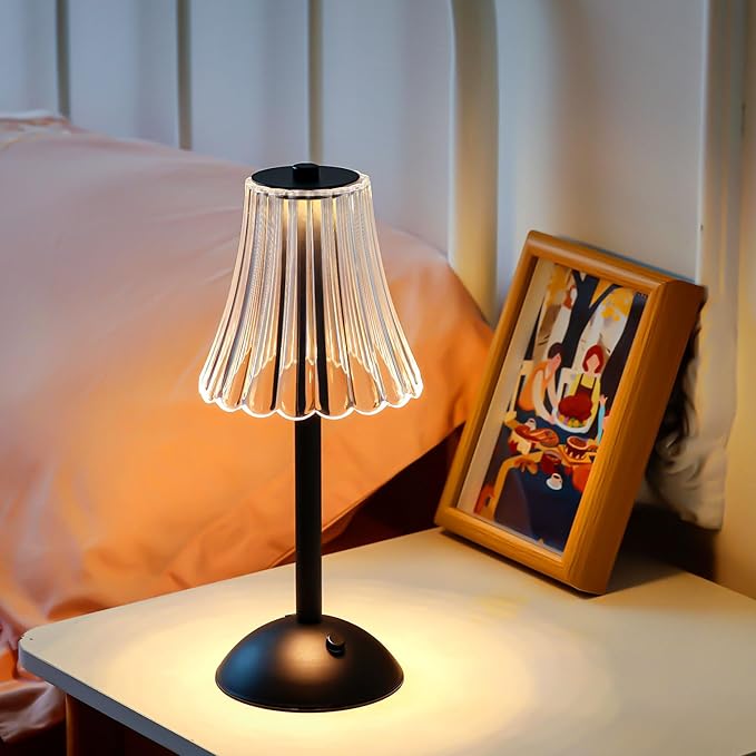 Liliful 2 Pcs Cordless Table Lamp Rechargeable Touch LED Small Gold Portable - Image 5