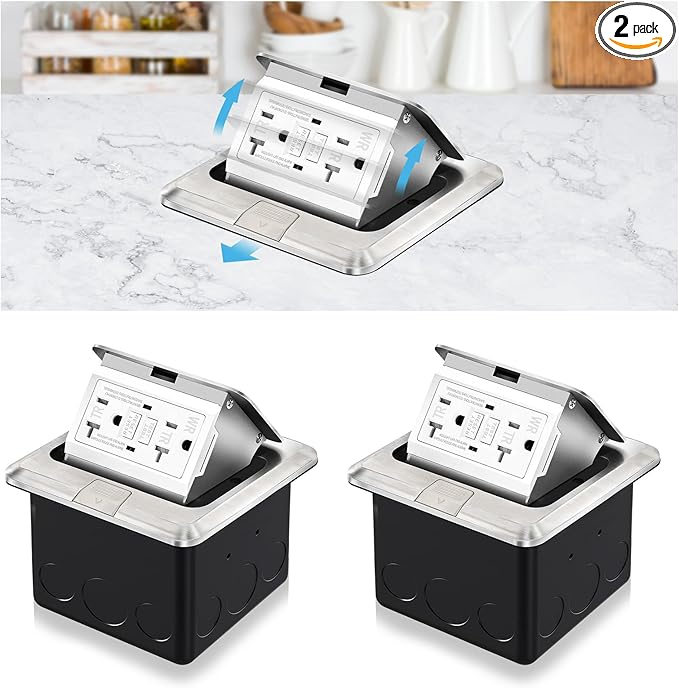 Vagueior Pop-Up Floor Box Kit, 20A Tamper-Weather Resistant Receptacle GFCI by Vagueior