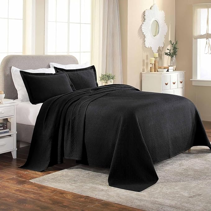Superior 3 Piece Basketweave Cotton Bedspread Set, Home Bed Decor, Decorative by SUPERIOR