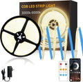 50 FT COB LED Strip Lights 3000K Warm White Dimmable DC 24V Flexible LED Tape by Yeewhale