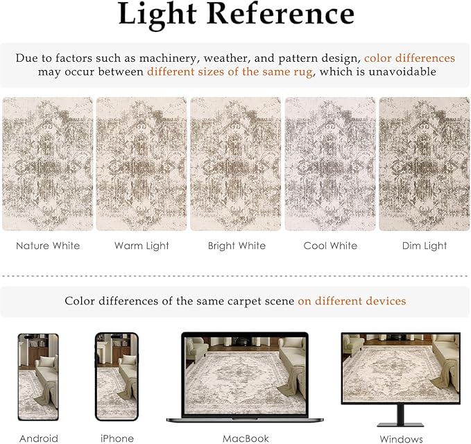 Runner Rug 2x8 Beige Hallway Washable Carpet Non Slip Vintage Medallion Carpet - Image 2