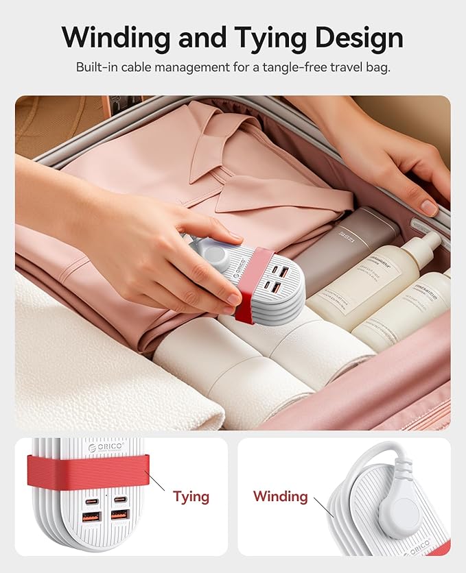 ORICO 65W USB Travel Power Strip, 7 in 1 Charging Station - Image 2
