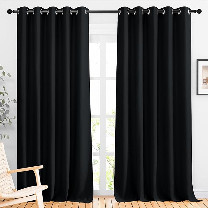 NICETOWN Black Out Curtains 110 inches Long, Grommet Thermal Insulated Blackout by NICETOWN