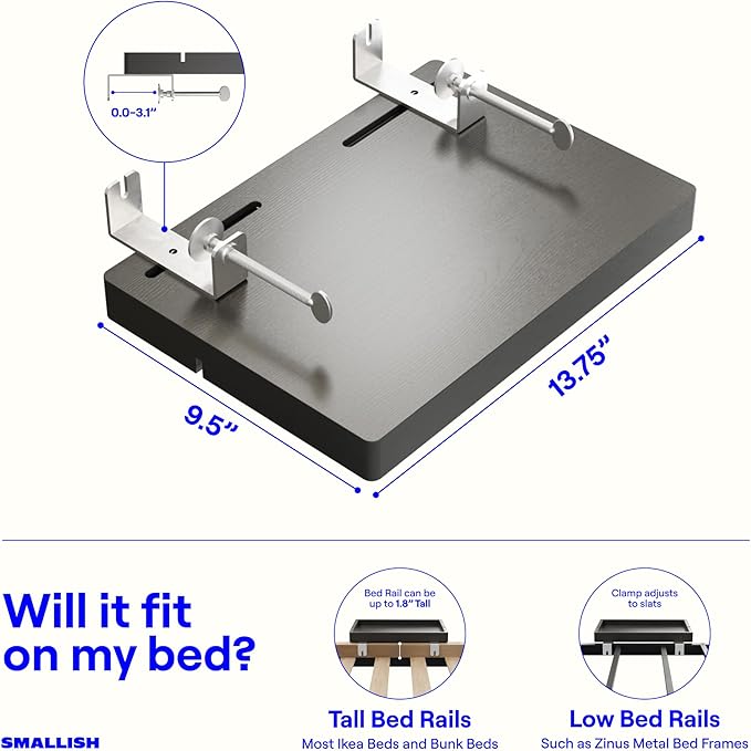 BedShelfie Wood Bedside Shelf for Bunk Bed & Top Bunk, College Dorm Room - Image 2
