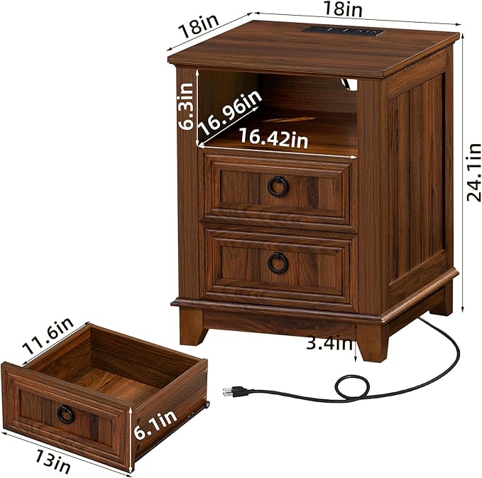 18" Farmhouse Night Stands Set of 2 - Image 3