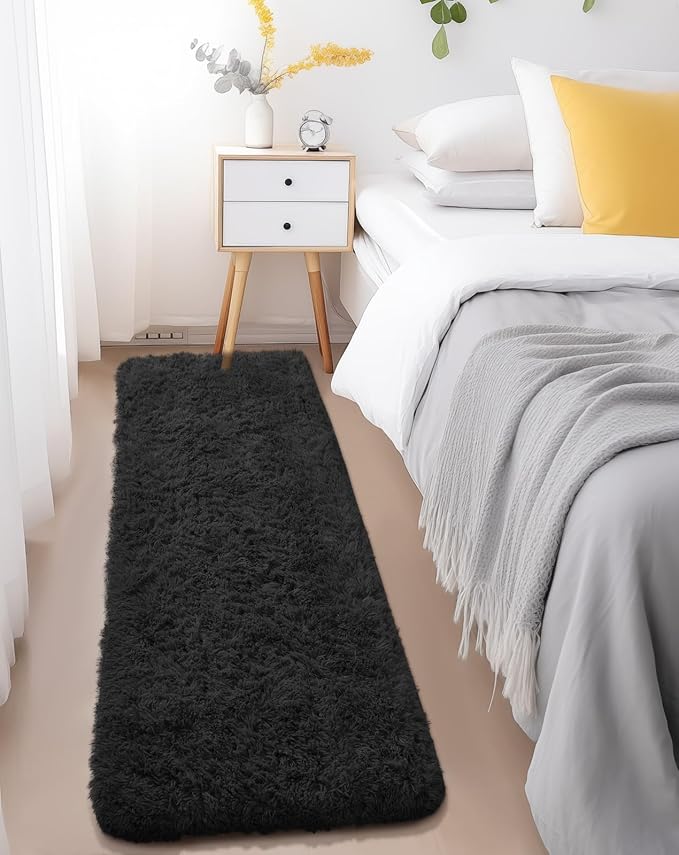 Ophanie Runner Rug for Hallway, 2x6 Bedroom Black Runner Rugs, Non Slip Fluffy - Image 2