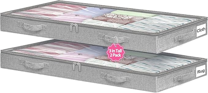 Low Profile Under Bed Storage, 3 Inches High Underbed Storage Containers Bins by Boailydi