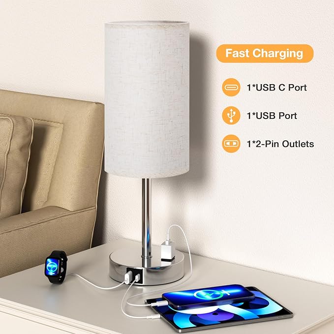 17.4Inch Bedside Touch Table Lamps - Image 4