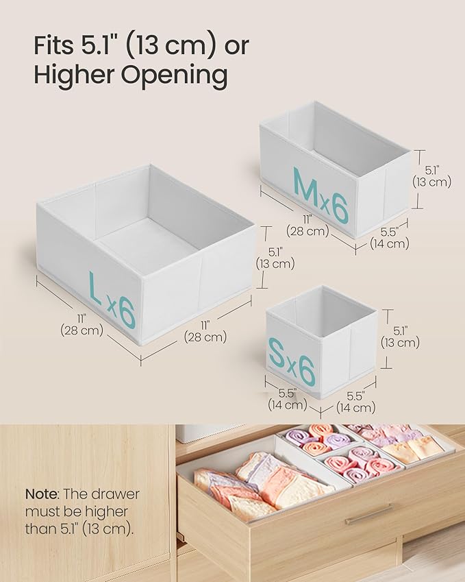 SONGMICS Drawer Organizers, Dresser Divider Organizers, Foldable Fabric Storage - Image 4