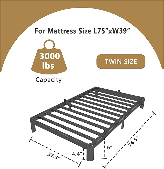 ITIMIDI 6 Inch Twin Size Bed Frame - Image 2