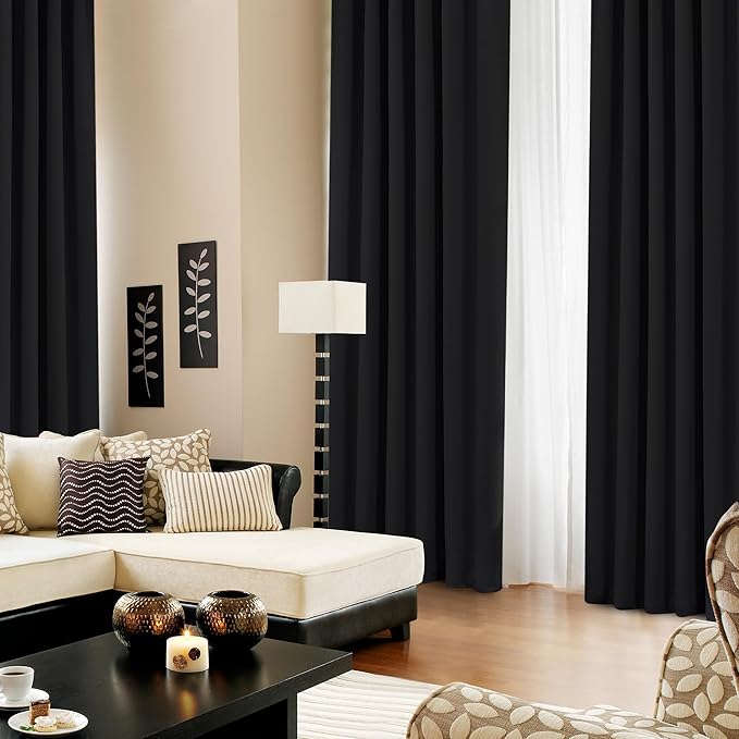 Deconovo Blackout Curtains, Thermal Insulated, W52 x L108 2 Panels, Back Tab - Image 4