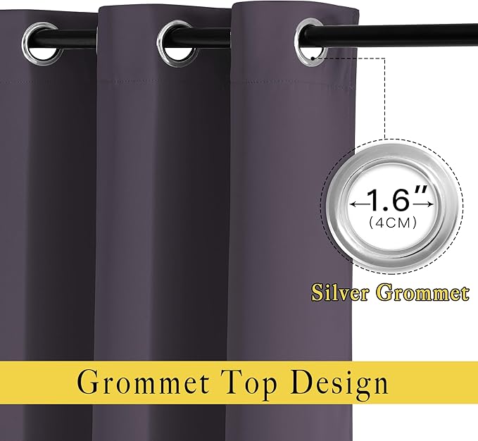 NICETOWN Greyish Purple Room Darkening Curtain Panels - Image 2