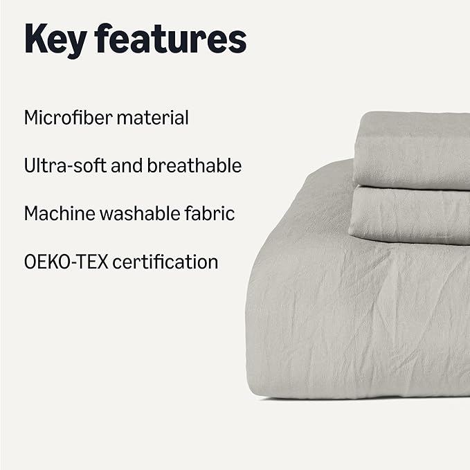 Amazon Basics Brushed Microfiber Comforter Set, Extra Soft - Image 2