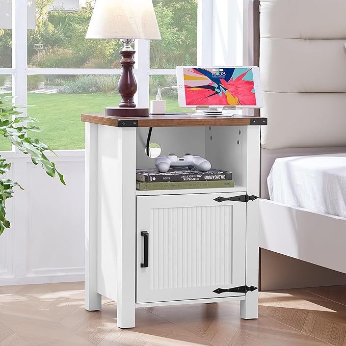 Joaxswe Antique White Nightstand Set of 2, 18 Inch Farmhouse Night Stand - Image 6