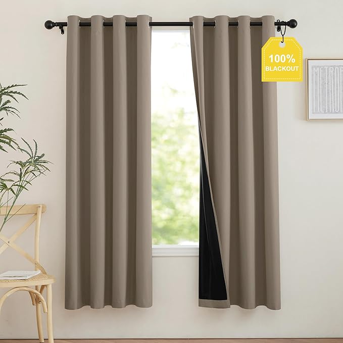 NICETOWN 100% Blackout Tan Curtains by NICETOWN