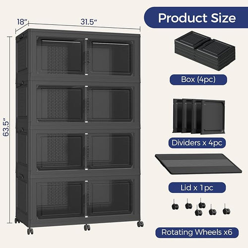 200GAL Storage Bins with Lid and Wheels, Stackable Closet Organizers and - Image 2