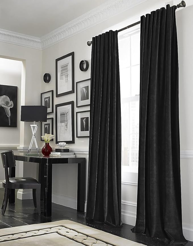 Joydeco Black Velvet Curtains 96 inch Length 2 Panels, Luxury Blackout Rod - Image 8