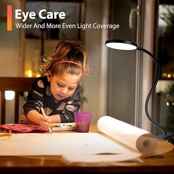 Reading Light with Remote, LED Desk Lamp Clip on RA>95 Dimmable Flexible - Image 3