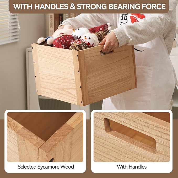 KIRIGEN Stackable Wood Storage Cube /Basket/ Bins Organizer - Image 4