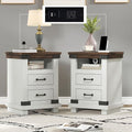 AMERLIFE Farmhouse End Table Set of 2, Heavy Duty Bedside Nightstands by AMERLIFE