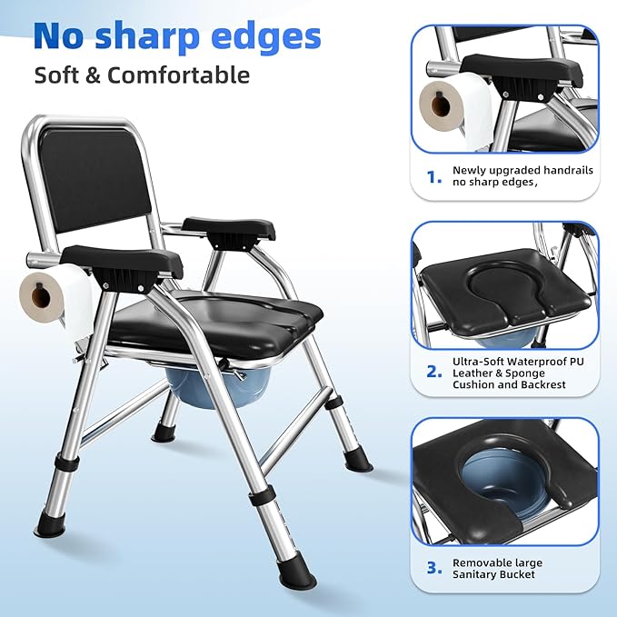 4 in 1 Folding Bedside Commode Chair - Image 3